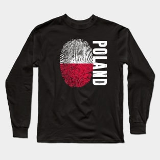 Poland Flag Fingerprint My Story DNA Polish Long Sleeve T-Shirt